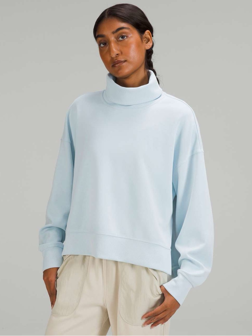 Lululemon Softstreme Turtleneck Pullover
Powder Blue size 4 fall minimalist